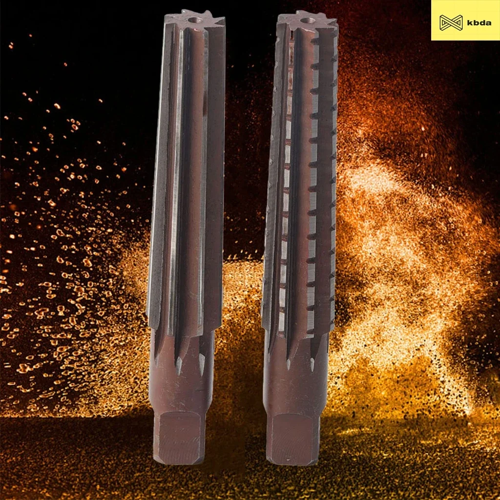 KBDA 2PCS/Set Hand Taper Reamer MT0/MT1/MT2/MT3/MT4/MT5 Straight Handle Coarse Reamer Fine Reamer for Milling Finishing Tools 6