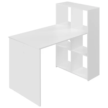 WOLTU Tavolo angolare da ufficio per scrivania da computer in legno bianco con ripiano portaoggetti 120x63 cm postazione di lavoro per studio soggiorno camera da letto 1