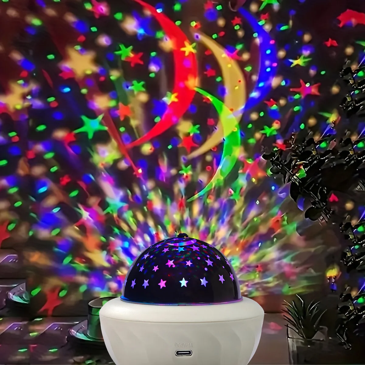 RGB Star Moon Projector LED Night Light USB Galaxy Effects Automatically Rotating for Gaming Room Christmas Halloween Decoration