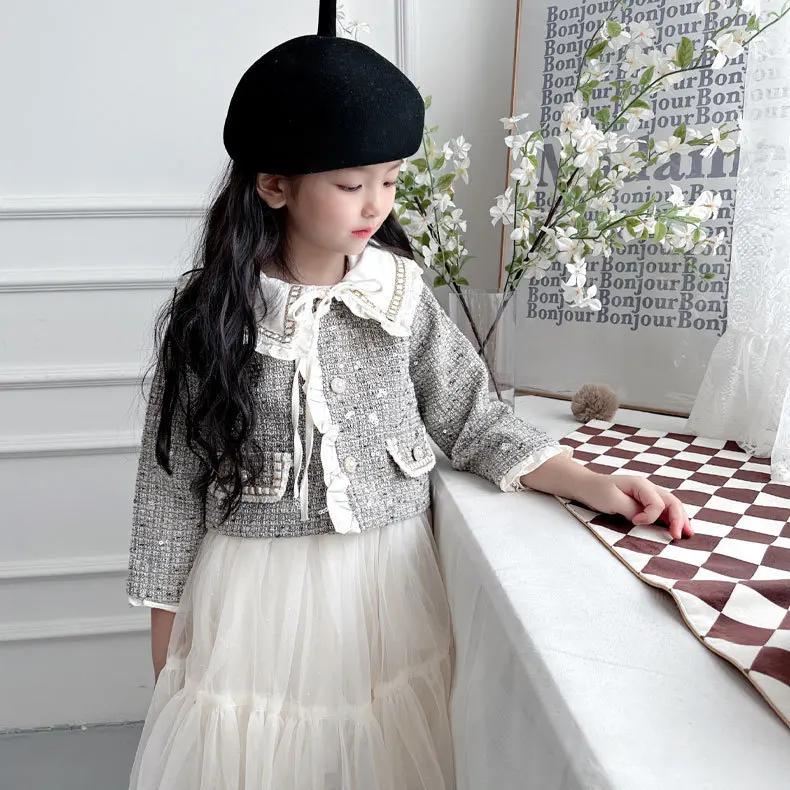 

Girls Set 2023 Spring and Autumn New Childrens Fashionable Dress Two Piece Set Girls Palid Fashion Cotton Sets