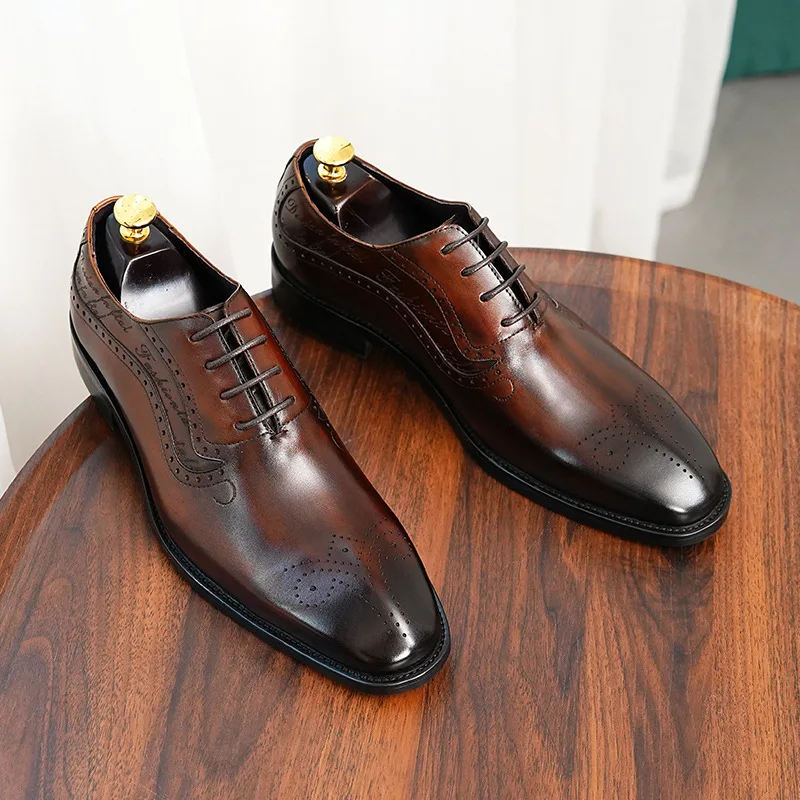 Luxury Vintage Men's Dress Shoes Genuine Leather Handmade Quality