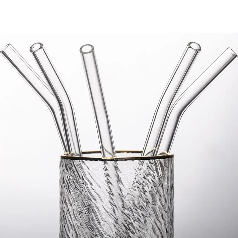 Clear Glass Straws 200*8mm for Smoothies Cocktails Drinking Straws Healthy Reusable Eco Friendly Drinkware Accessory glass straw set,drinking straws