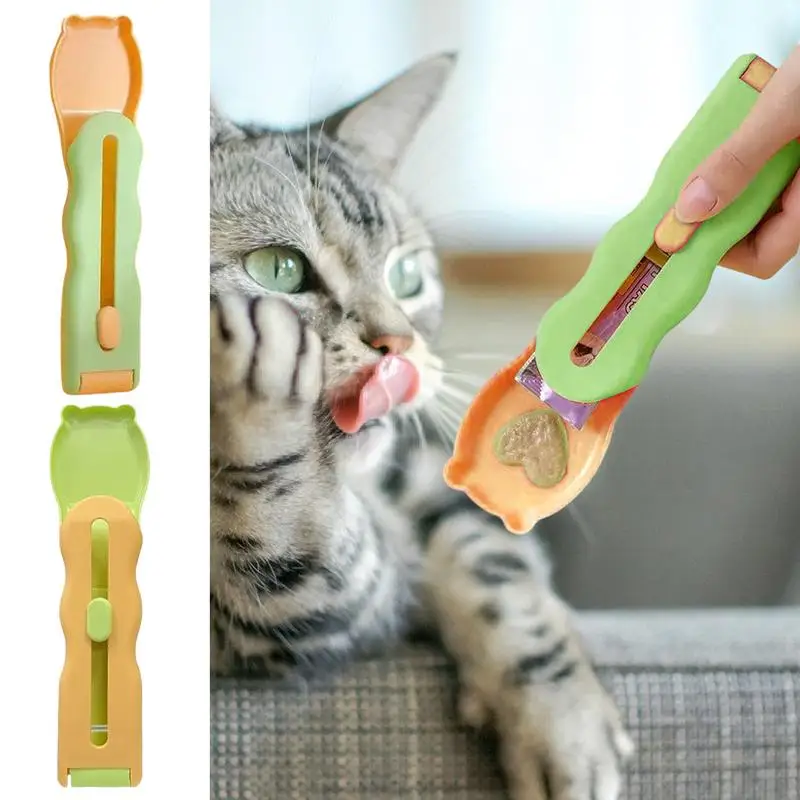 

Cat Strip Squeeze Treat Spoon Delectable Liquid Snack Dispenser Sliding And Wet Food Squeezer Spoon Bar Feeder For All Cats