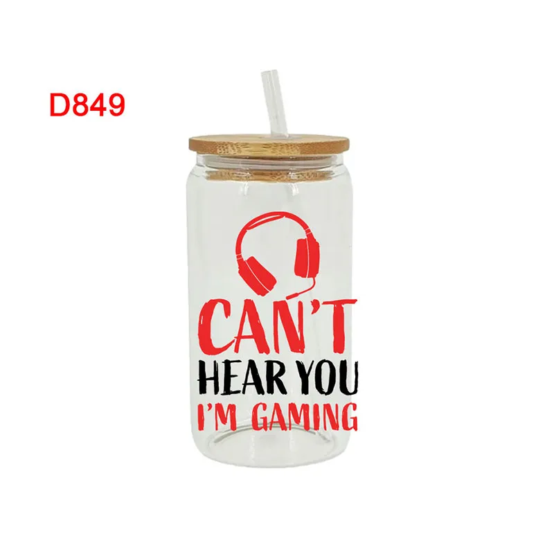 3D UV DTF Transfers Stickers, 16oz Cup Wrap, Gaming Leisure Sports Printed for DIY Glass Ceramic Metal Leather Etc. D848