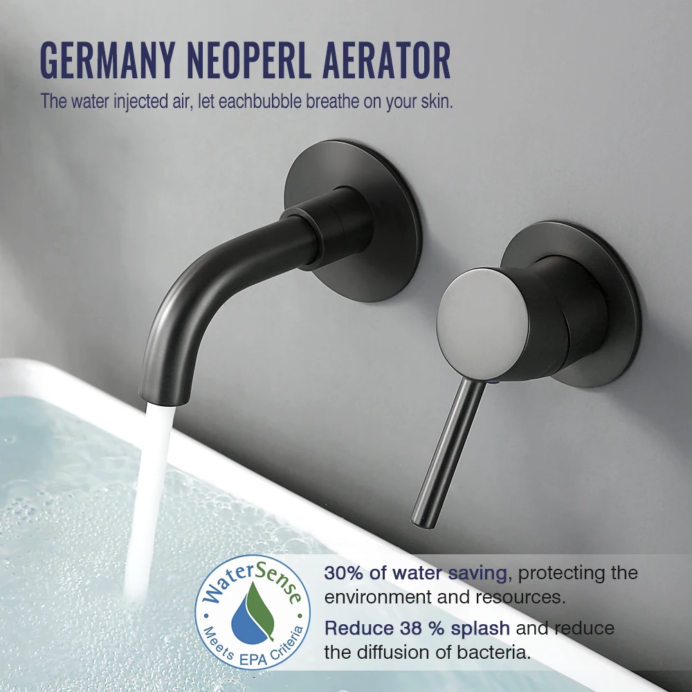Single Handle Hot Cold Water Wall Mounted Embedded Bathroom Basin Faucet basin faucet,bathroom faucet