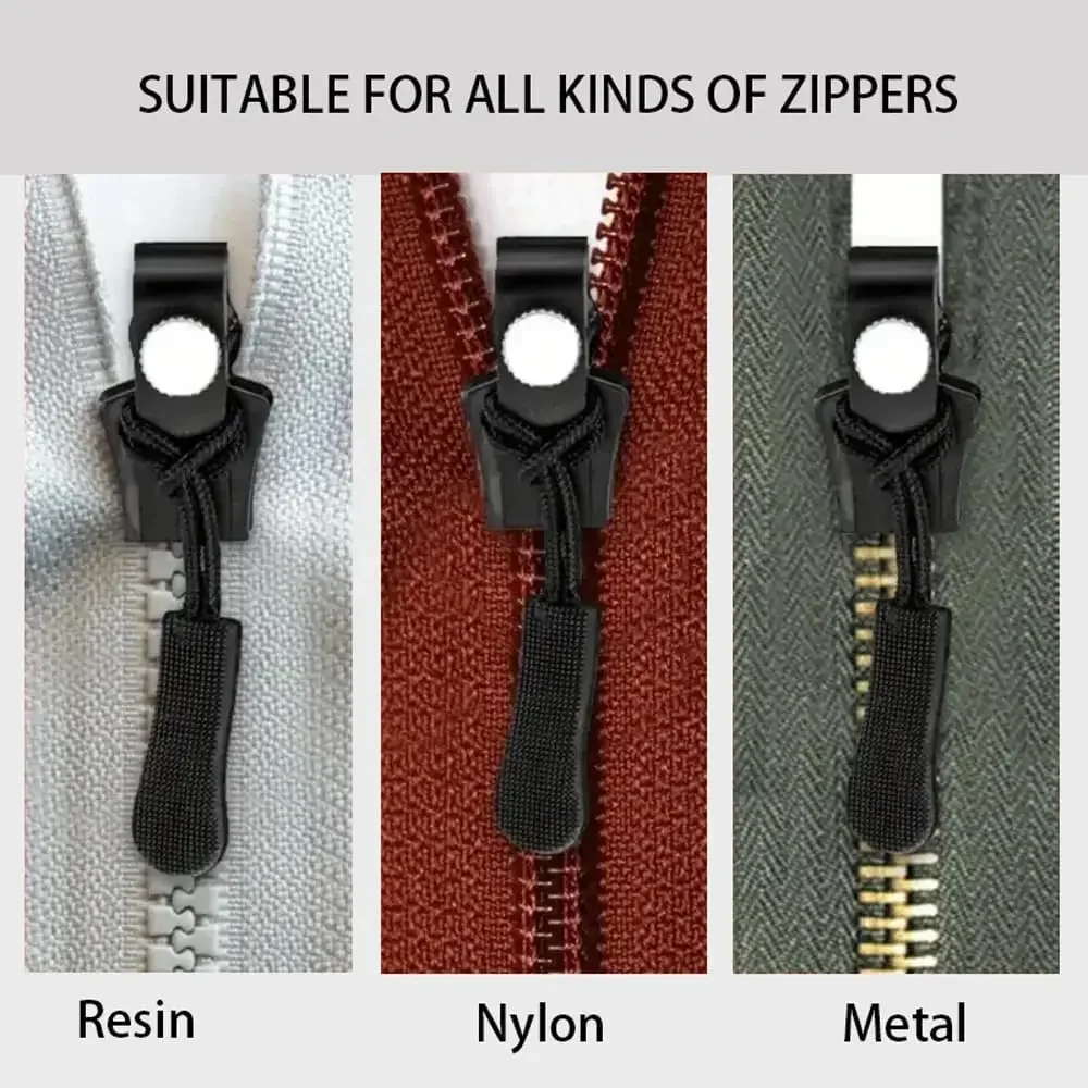 Zipper Repair Kit Zipper Pullers Zipper Sliders Zipper Heads Zipper Accessories Universal Zipper Head Fixer Quick Instant Detachable Zipper Repair Kit Replacement Slider Pull For Jacket Bag Coat 12PCS