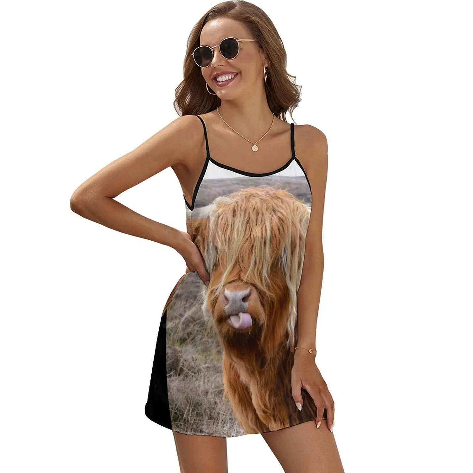 

Funny Shaggy Highland Cow Sleeveless Dress women's summer clothing 2024 evening dresses ladies Cocktail of dresses