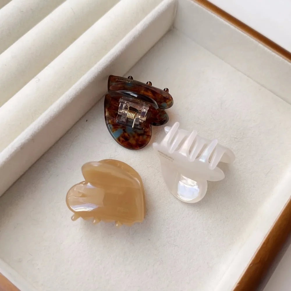 Fashion Acetic Acid Love Heart Hair Claw Y2K Side Clip Mini Hair Claw Headwear Hair Accessories Acetate Hair Clips Party