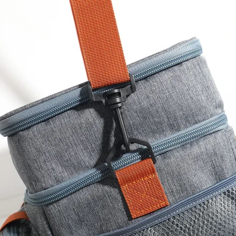 Borsa Termica Pranzo Pieghevole, Impermeabile, Grande Capacità, In Tessuto Oxford Grigio, Per Lavoro E Picnic - 2