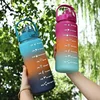 2L Outdoor Large Capacity Water Bottle Plastic Cup Bounce Cover Portable Leakproof Straw Cup Time Marker Gradient Gym Bottles 2