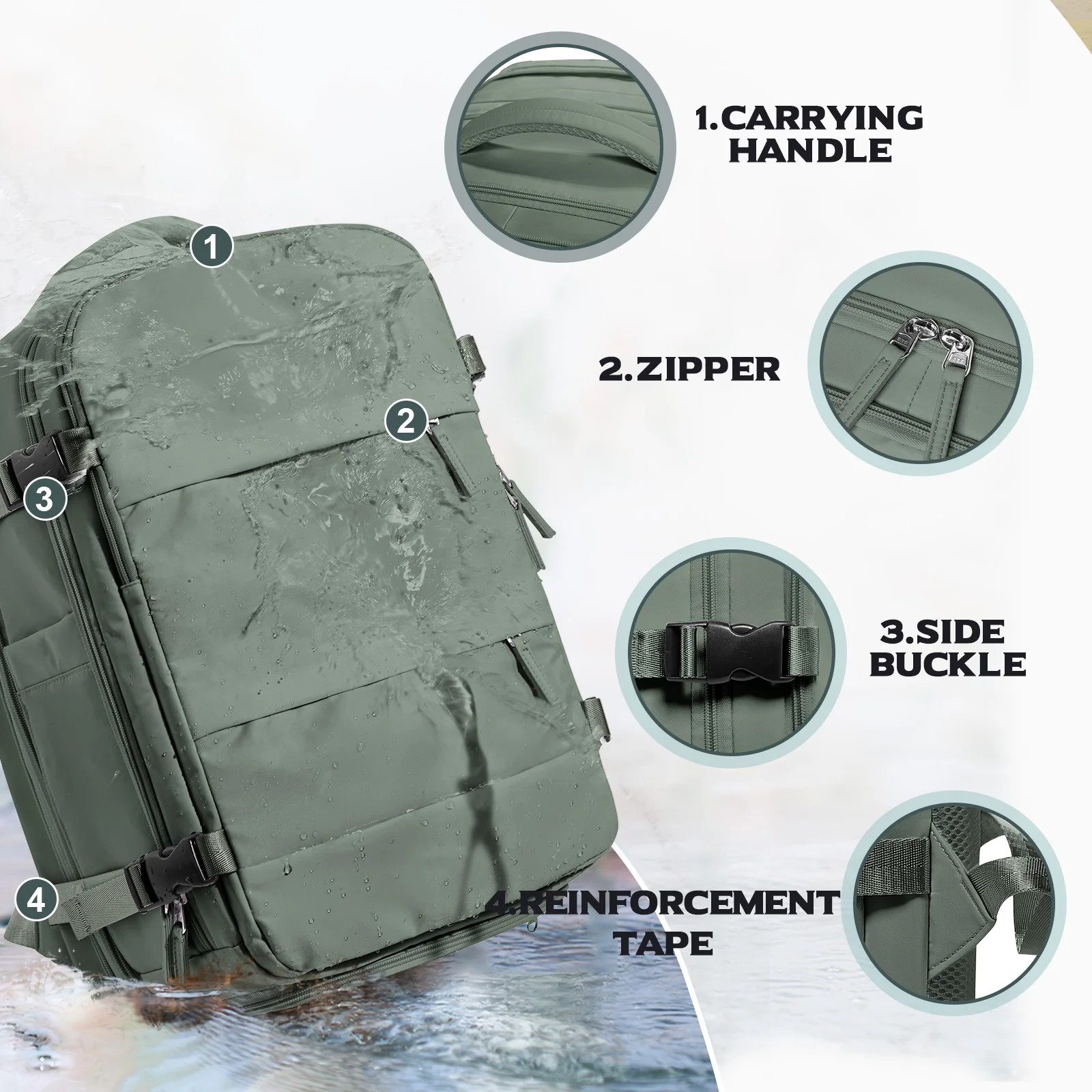 Expanded 46L Hiking Rucksack Cabin airplane 45x36x20 Travel backpack , Hand Luggage Travel Bag, Men Women's 17inch Notebook Bag