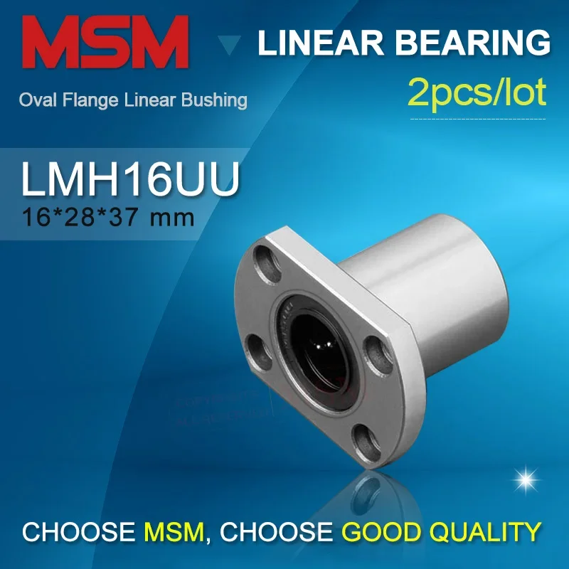 

2pcs LMH16UU Two-Side-Cut/ Elliptical / Oval Flange Linear Bearing 16mm Shaft Bushing SMT16GUU/LHFC16 (dr16 D28 L37) CNC Parts