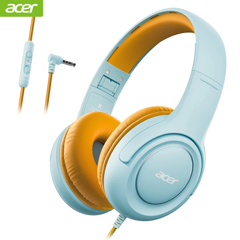 Acer Kids Headphones Wired for School 85/94dB Volume Limiter Foldable Stereo Sound Headset for Kids Learning Tablet IPad PC 4