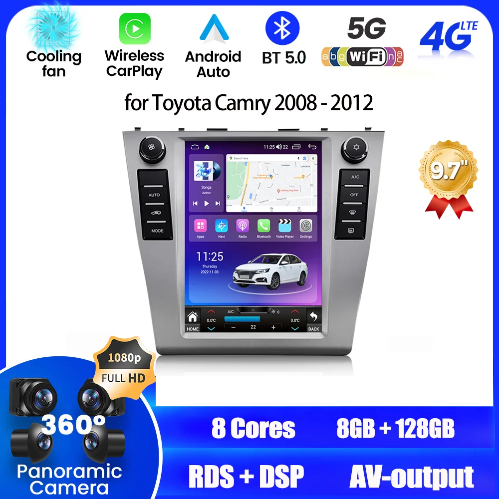 

Android 12 Multimedia Player 2 DIN Car Radio for Toyota Camry 2008 2009 2010 2011 2012 with GPS Navigation Auto Stereo Head Unit