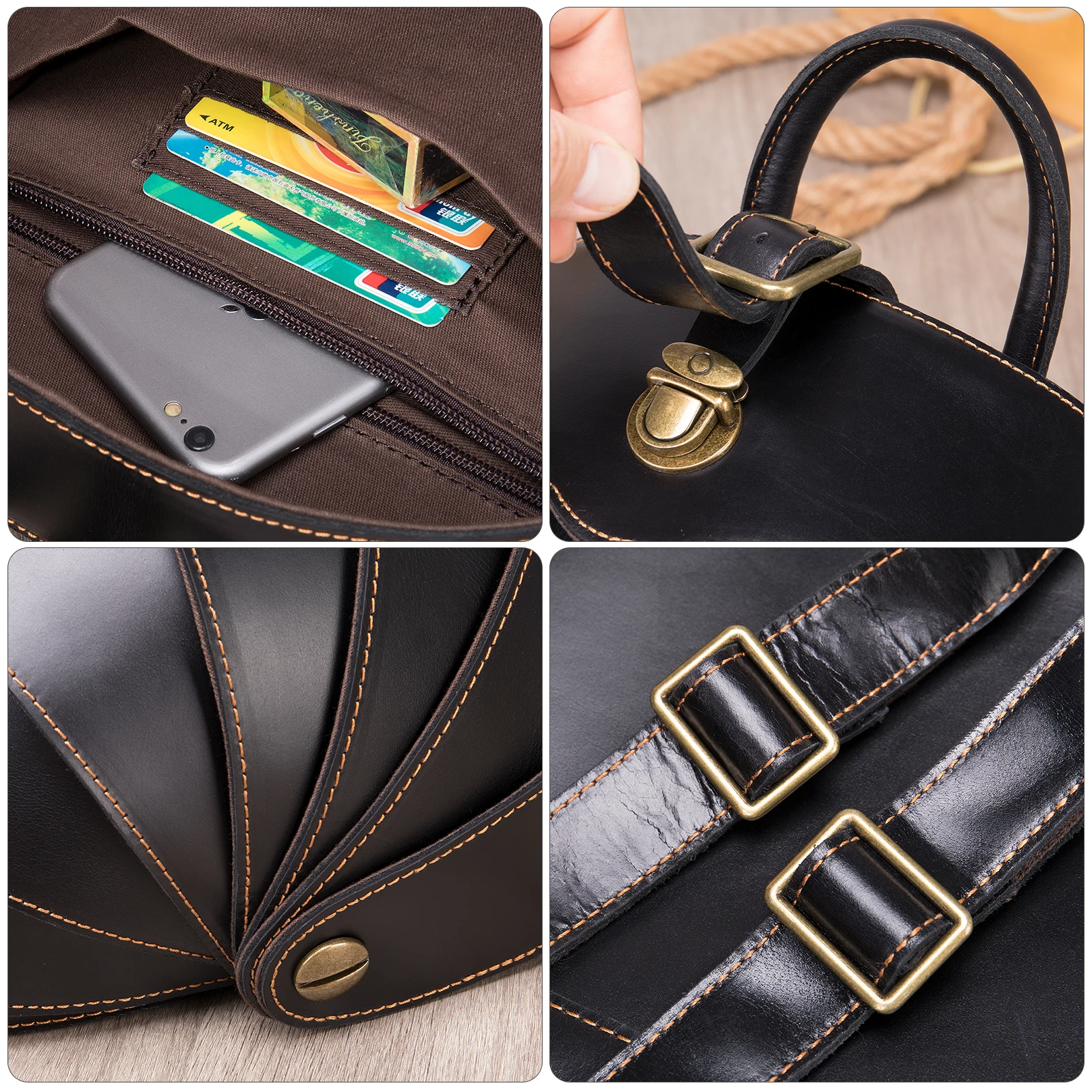 MVA Crazy Horse Leather Backpack Women Vintage Backpack For Womens Bagpack Leather Schoolbag Backpacks Travel mochila mujer 4007 6