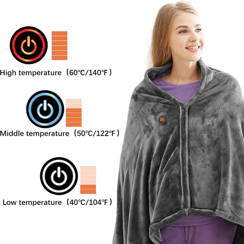Couverture chauffante électrique USB | Portable et lavable en machine | Diversi