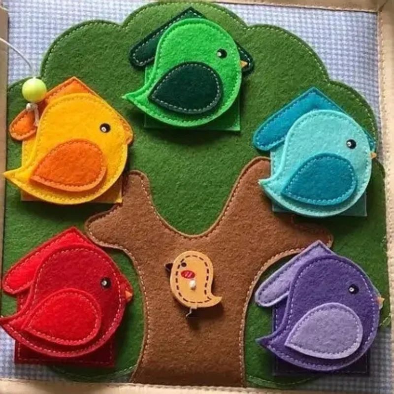 몬테소리 세탁 가능한 비지 보드 비지 장난감, 펠트 천 책, 조기 교육 기본 생활 기술 교육 완구