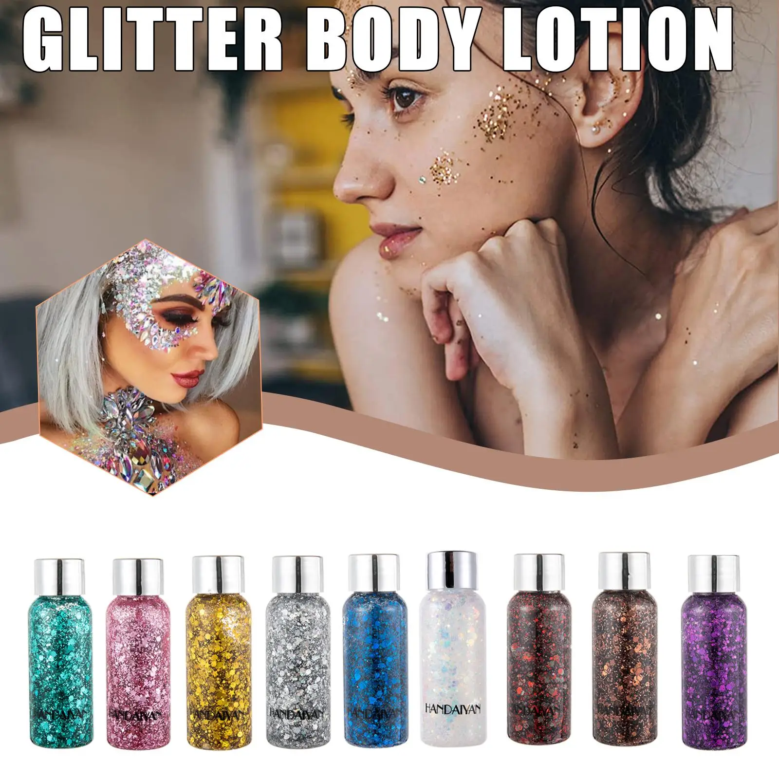 Waterproof Mermaid Body Glitter Gel Long Lasting Liquid Eyeshadow with Large Sequins for Hair and Body Sparkle L9B4 2