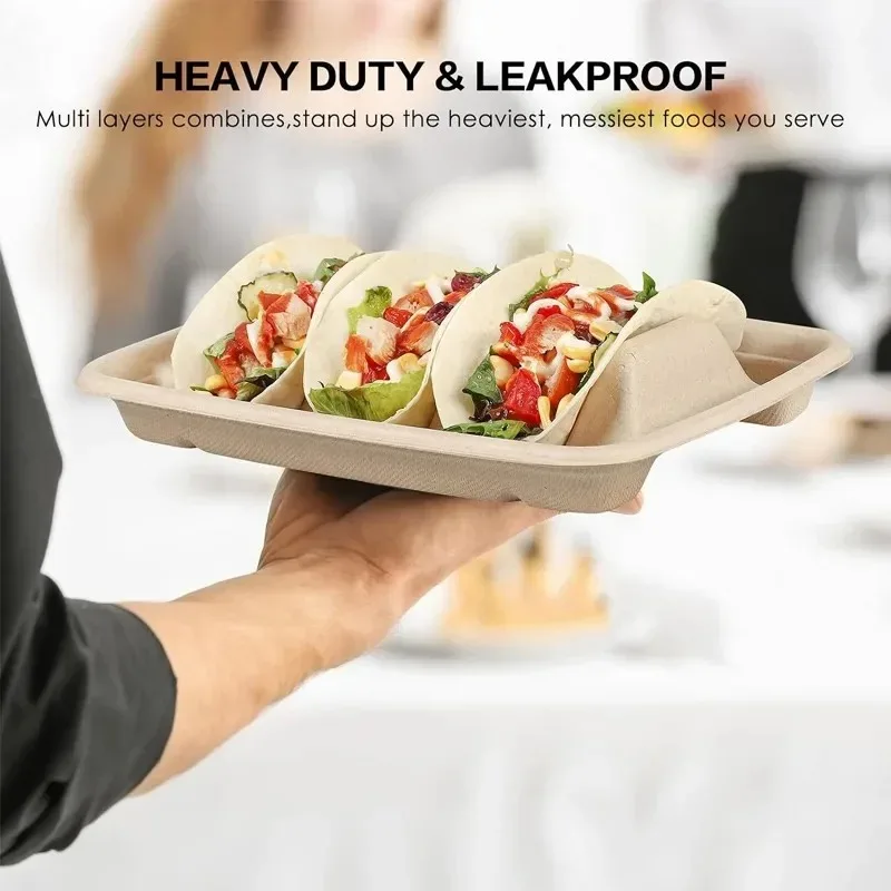 20/30pcs Mexican Taco Pancake Shelf Holder Tortilla Wave Shape Tray Stand for 3 Tacos Disposable Pizza Roll Food Display Holders
