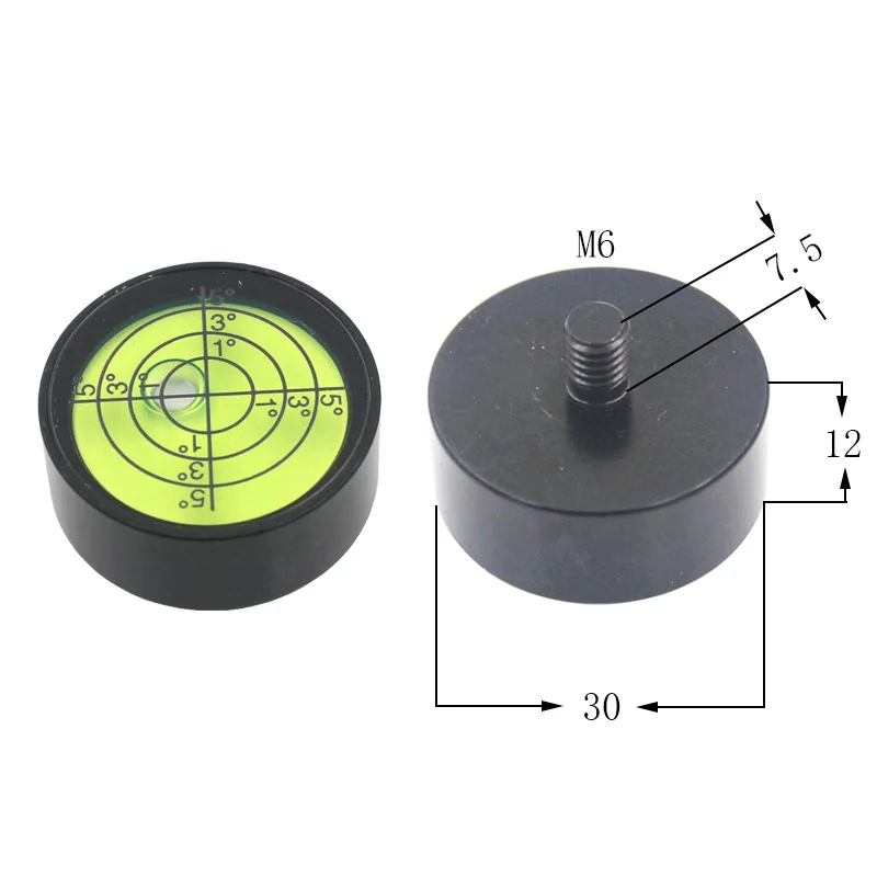 지름 30mm 원형 버블 레벨, M6 M8 나사, 원형 니벨 버블 블리스터 비드, 못 레벨러 레벨링 도구 경사계 1개