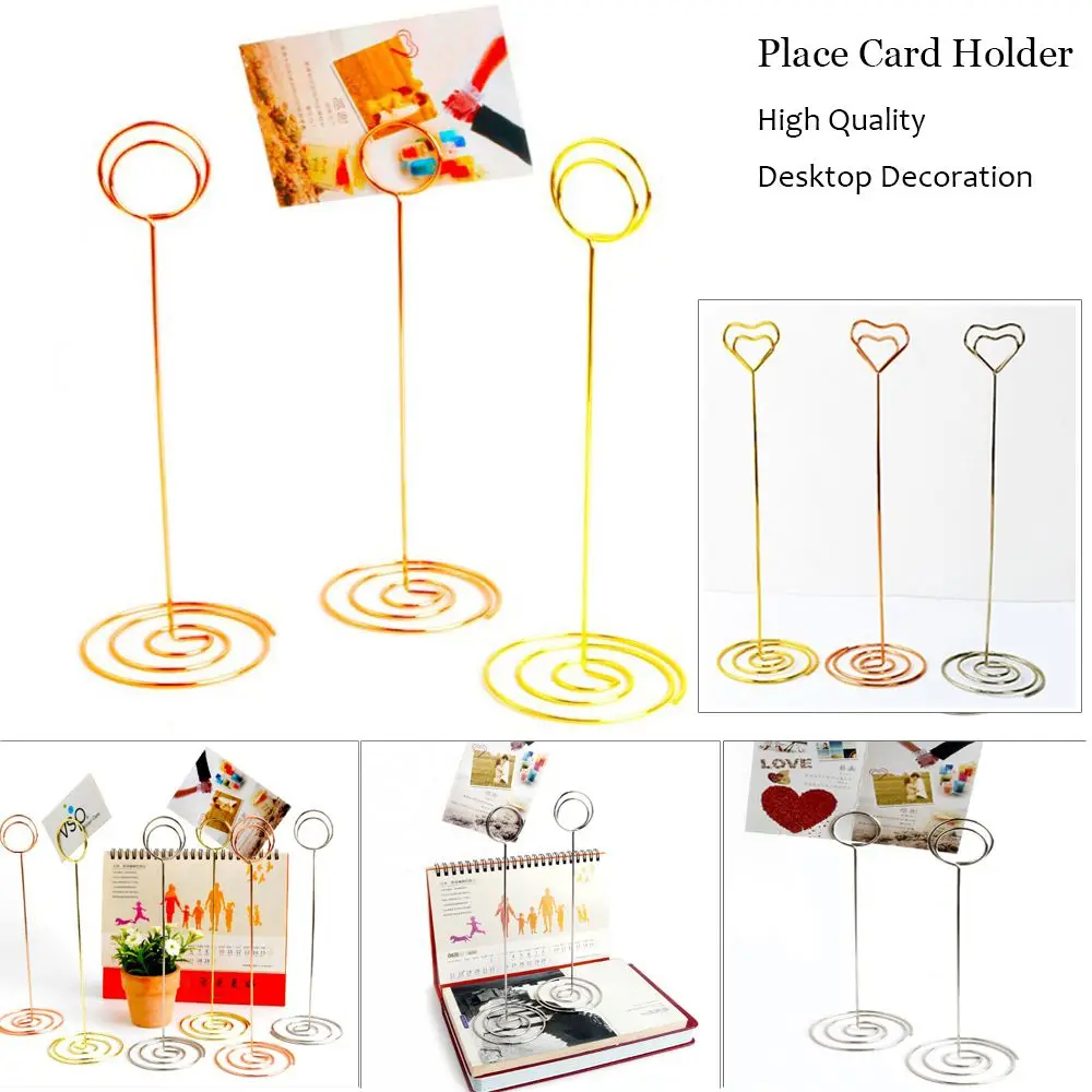 1pc Metallic Rose Gold Paper Clamp Desktop Decoration Table Numbers Holder Place Card Clamps Stand Photos Clips
