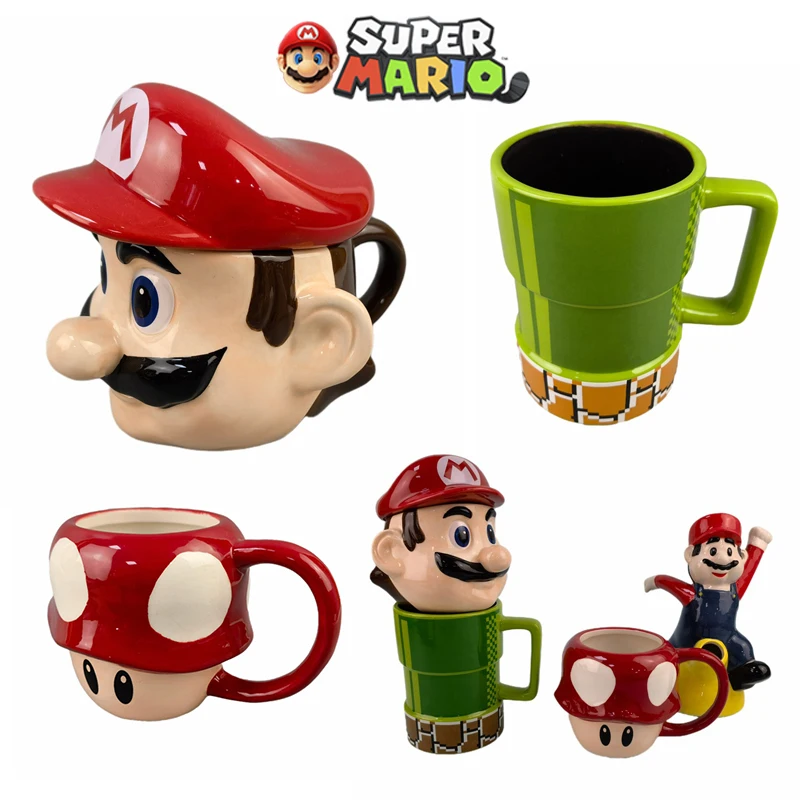 Super Mario Bros Creative Ceramic Coffee Mug Anime Funny Figure Drinking Glass Mushroom Water Cup Cartoon Character Mugs Gifts