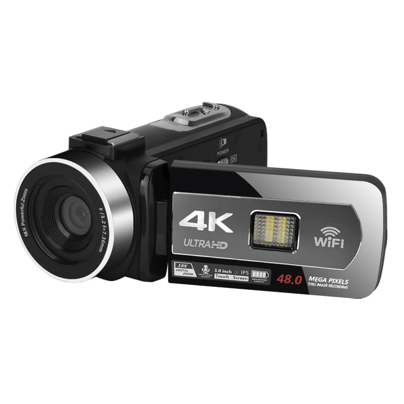 18x 48mp 4k Vlog Video Camera Fill Light Digital Camcorder For Youtube