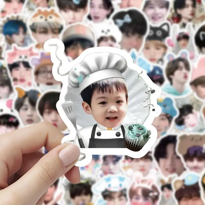 100pcs Korean Idol Cute Big Head Stickers Waterproof DIY Account Stickers Cute Cartoon Idol Sticker Fans Collection Gift - Image 5