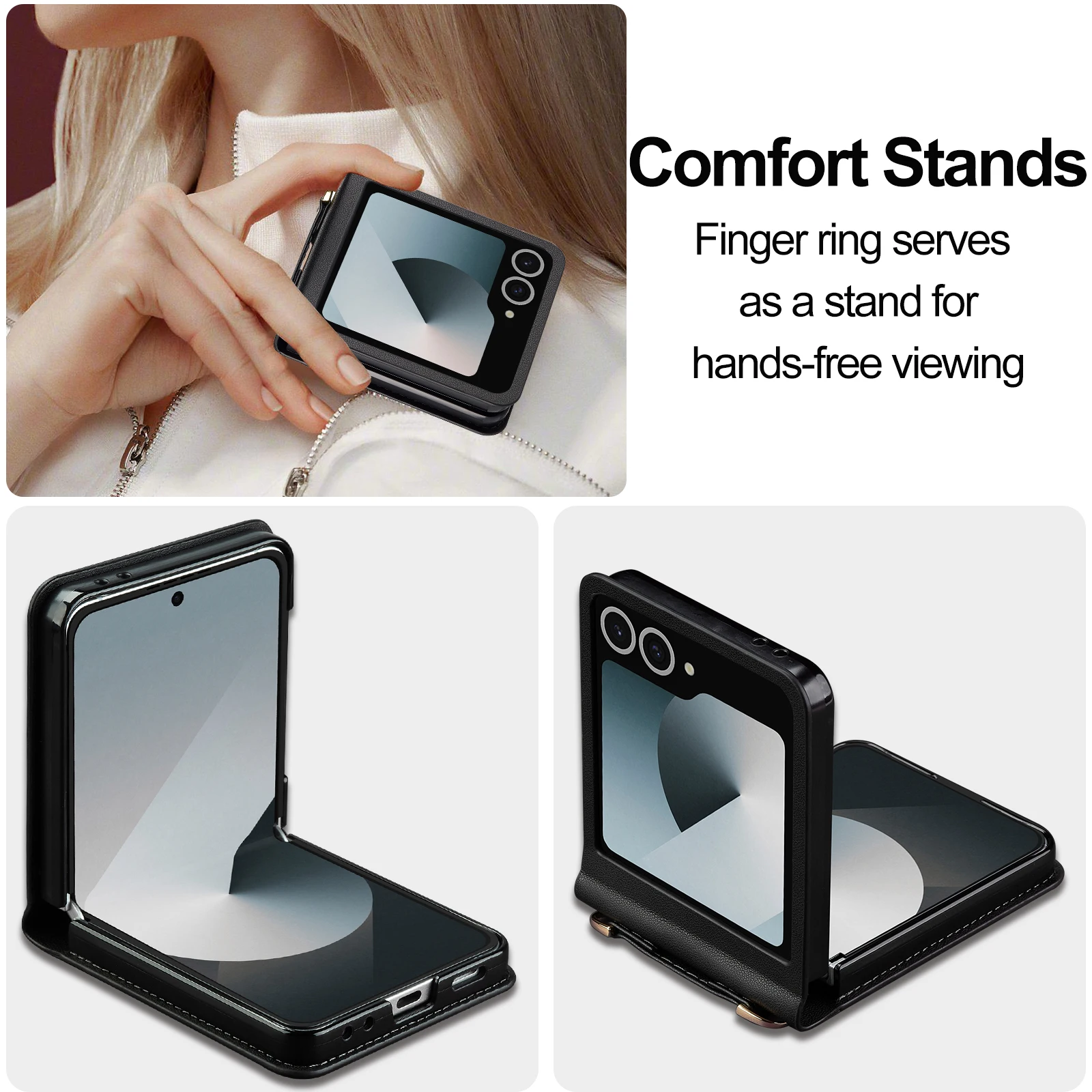 Luxuriöse Leder-Handyhülle für Samsung Galaxy Z Flip 7, FE 6, 5, 4, 3, weiche, schlanke Riemenhalterung, modische Damen-Abdeckung – Detail 32