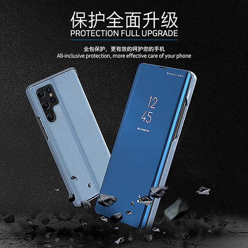 Premium Mirror Clear View Flip Stand Phone Case with Enhanced Protective Cover