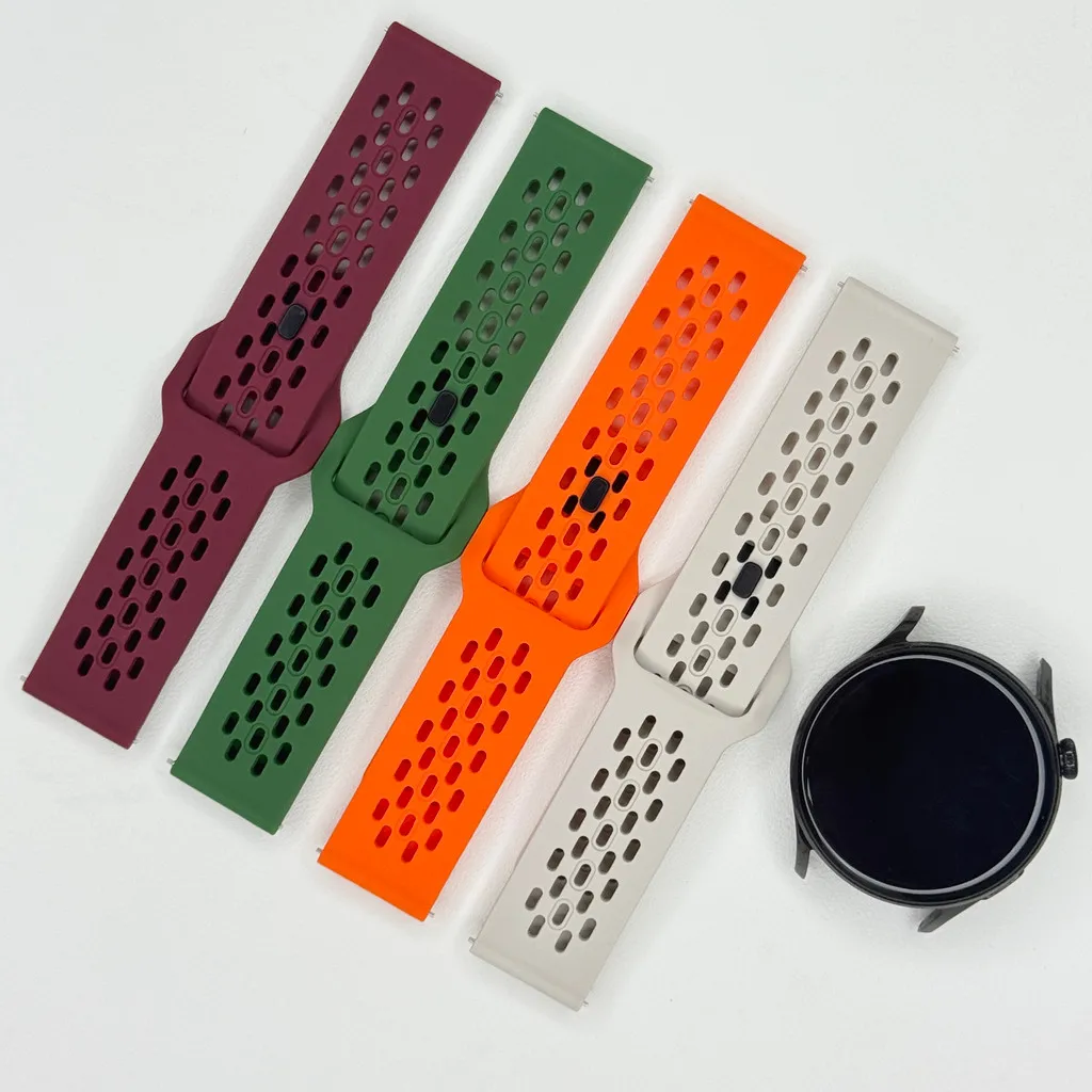 Multicolored Mesh Sports Silicone Watch Strap, 20mm 22mm