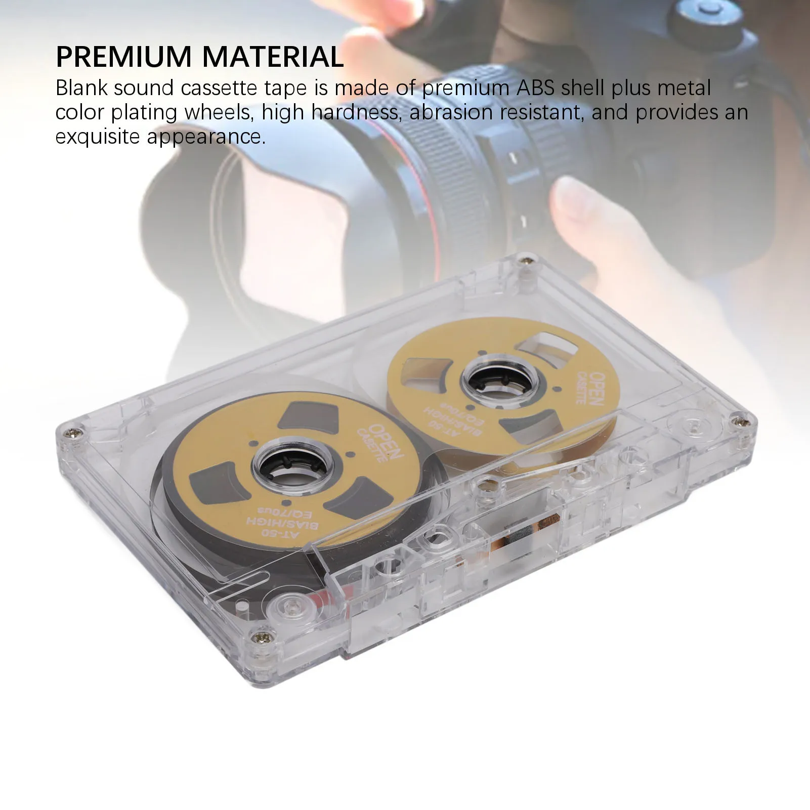 Reel to Reel Blank Cassette Tape 50 Minutes Normal Bias Double Sided Metal Sound Recording Cassette Tape with Transparent Box