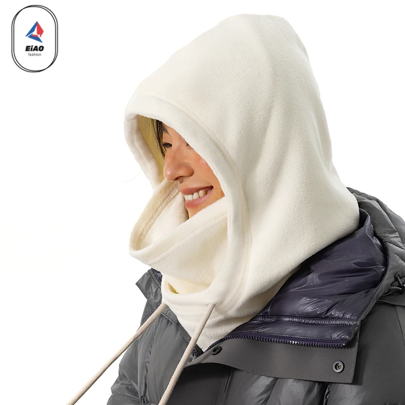 Eiao Winter Hat Mens Women Outdoor All-round Soft Windproof Drawstring Scarf Hats Leisure Ski Hiking Warm Cold Fleece Sports Cap