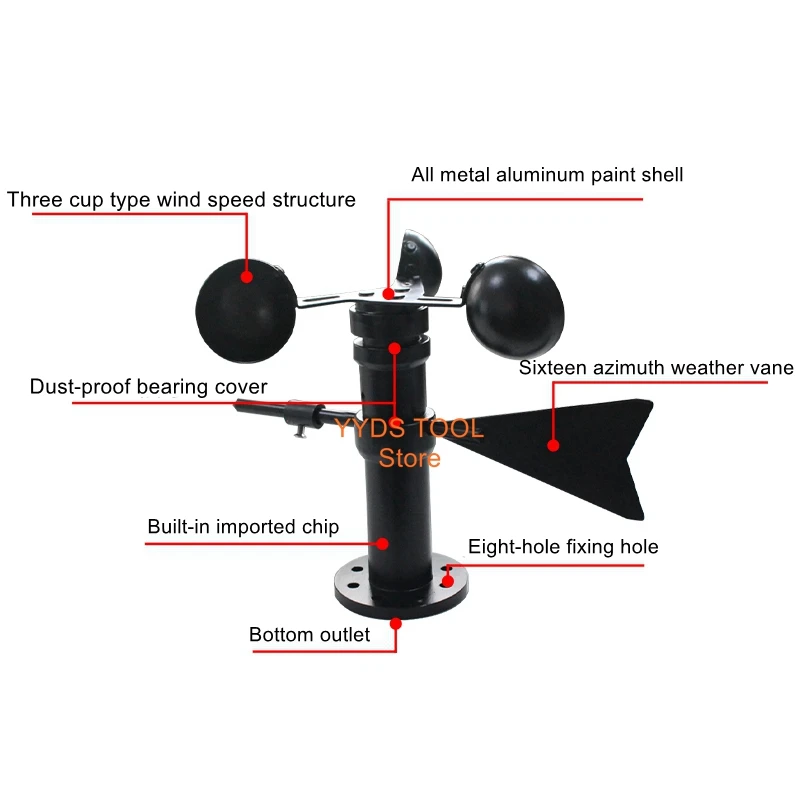 

Wind vane transmitter wind speed and direction integrated sensor small weather station industrial RS485 detector