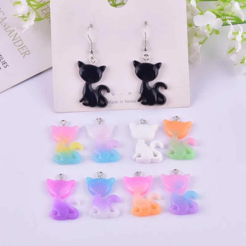 

20 шт. Разноцветные Подвески с котом 3D из смолы для женщин, серьги, ожерелье, сделай сам, изготовление ювелирных изделий, подвески, украшения, аксессуары