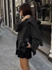 ZBZA Women Loose Asymmetric Scarf Knit Jacket Solid Long Sleeve Single Button Side Slit Cardigan Fall Winter New Lady Outerwear 3