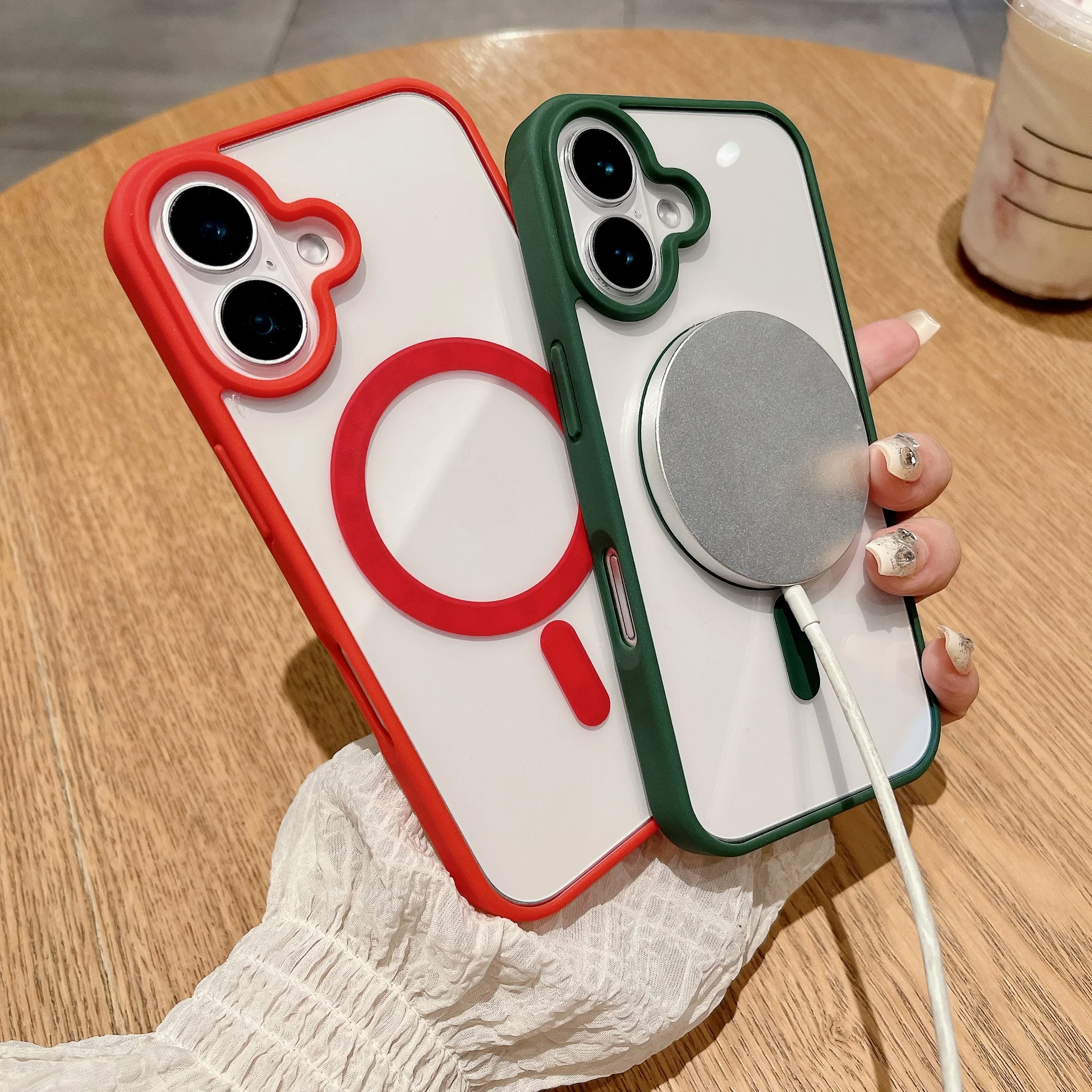 Luxury Shockproof Magsafe Wireless Charging Case with Clear Magnet Bumper Cover