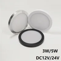 Dimmable Ceiling Spot Indoor Home Led Lamp 12V 24V Thin Round Surface Mounted Light Showcase Display Cabinet RV Camper Van 3W 5W 1