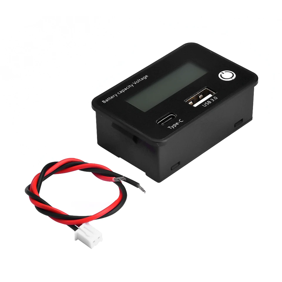 Moniteur De Batterie Voiture/moto - Compatible Plomb Et Lithium - Voltmètre Numérique USB-C/QC3.0 - Charge Rapide 18W - Plage 8-30V DC