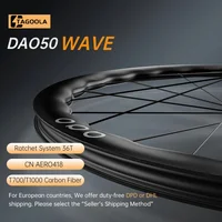 DAO50 WAVE 700c Carbon Wheelset Tubeless 36T Ratchet Hub Quality Bicycle Wave Rim AERO418 Spoke Center-Lock Disc Brake Wheels 1