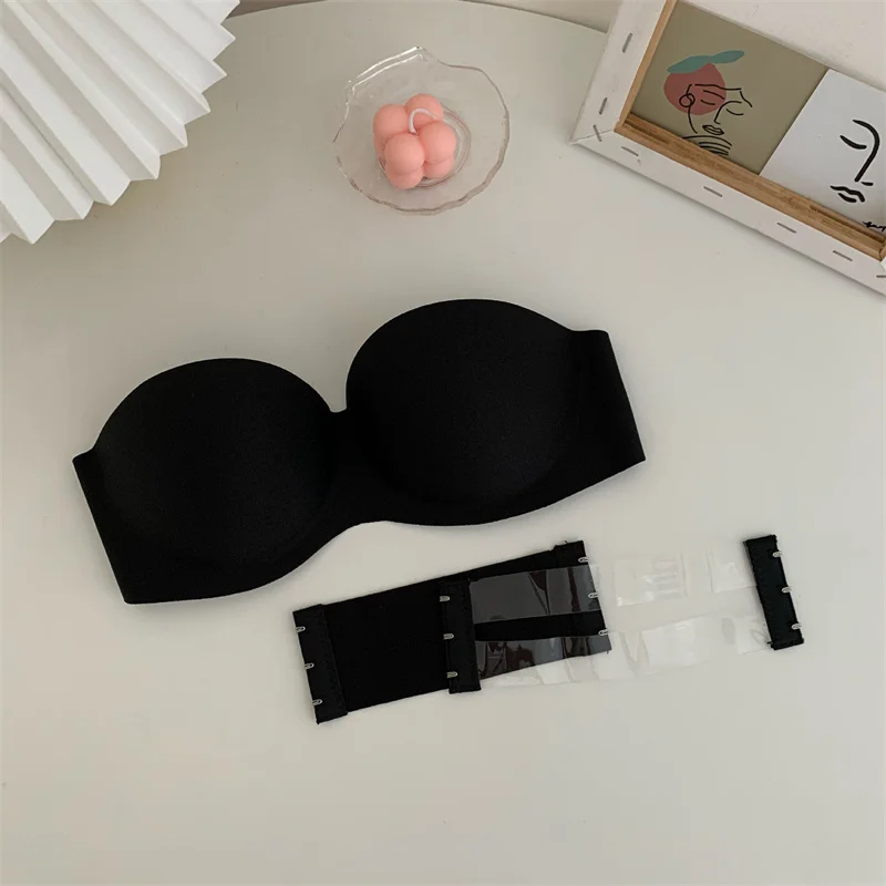 Womens Bra Strapless Invisible Sexy Bra Solid For Women Summer Non-slip Sexy Push-up Comfortable Underwear For Dress Brasieres