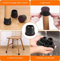 8PCS Chair Leg Floor Protectors Anti- Slip 360° Silicone Furniture Leg Foot Covers Round Table Feet Cups Thick Wrap Felt Pads 2