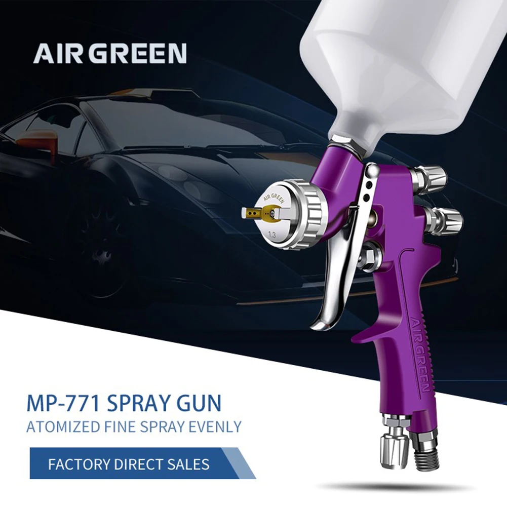 HVLP Pneumatic Gravity Feed Spray Gun 1.3MM Nozzle Portable Car Paint Spray Gun Tool Car/Furniture Oil Paint Repair
