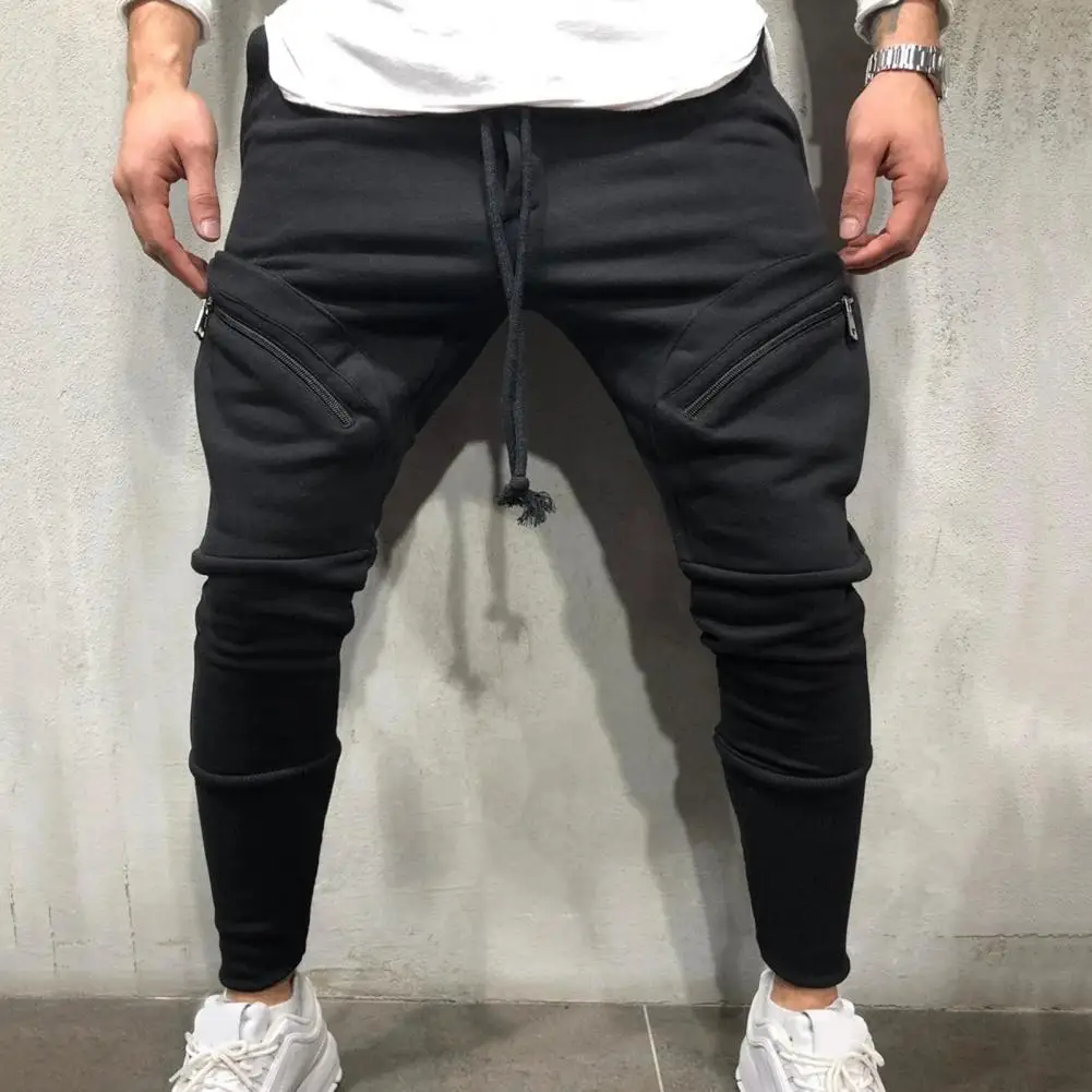 Trendy Jogging Trousers Full Length Men Pants High Elastic Drawstring ...