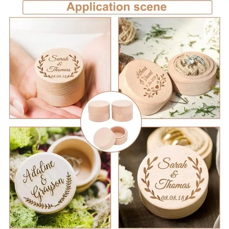 1/10PCS Mini Round Wooden Boxes Natural Wood Jewelry Rings Earrings Storage Container DIY Anniversary Valentine's Day Gift Decor 6