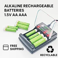 NEW1.5V Alkaline Rechargeable Batteries Set: AA 9900mAh & AAA 8800mAh with USB Charger, Free Shipping for Remote/Toy/Camera