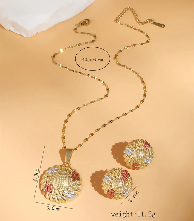 Fashion Simple Trendy Vintage Jewelry Set For Women Geometric Pendant Necklace Earrings Sets Jewelry - 2