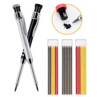 2.8mm Deep Hole Carpenter Pencil Set Metal Mechanical Scriber with Built-in Sharpener Colorful Refills Woodworking Marking Tool 1
