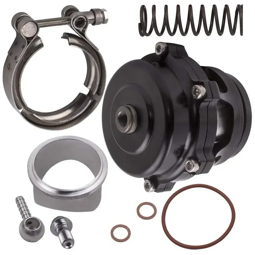 Universal Aluminum 50MM Blow Off Valve Dump Valve BOV with Stainless Steel V-band Flange For High Boost Pressures Black