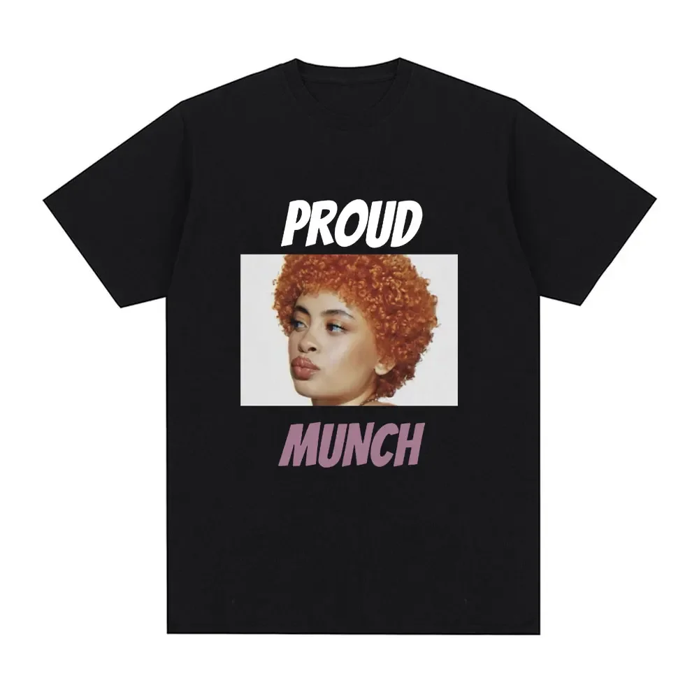 

Футболка Rapper Ice Spice Proud Munch для мужчин и женщин, летняя 100% хлопковая Повседневная футболка большого размера, винтажные футболки в стиле Харадзюку, уличная одежда